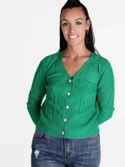 Solada Cardigan donna in maglia con bottoni di strass