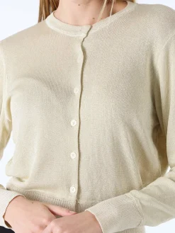 Solada Cardigan donna lurex con bottoni - oro