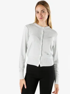 Solada Cardigan donna lurex con bottoni - argento