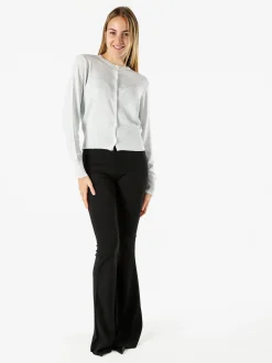 Solada Cardigan donna lurex con bottoni - argento