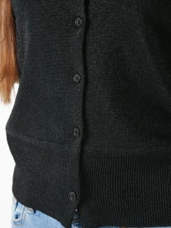 Solada Cardigan donna lurex con bottoni - nero
