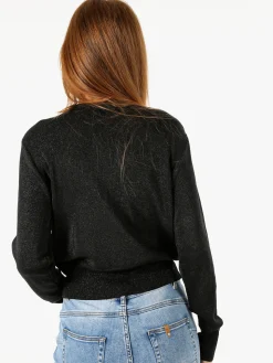 Solada Cardigan donna lurex con bottoni - nero