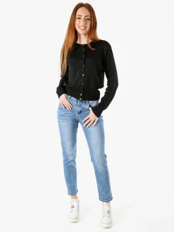 Solada Cardigan donna lurex con bottoni - nero