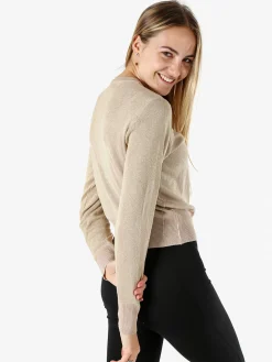 Solada Cardigan donna lurex con bottoni - cammello
