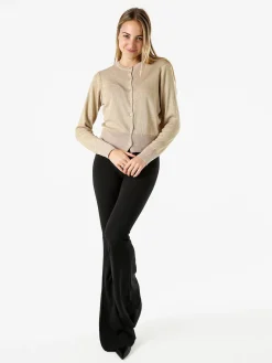 Solada Cardigan donna lurex con bottoni - cammello