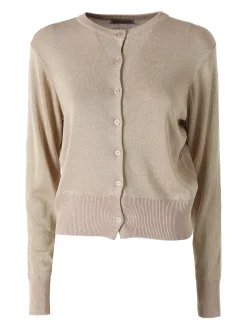 Solada Cardigan donna lurex con bottoni - cammello
