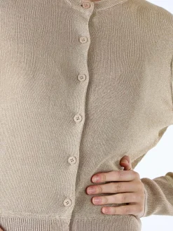 Solada Cardigan donna lurex con bottoni - cammello