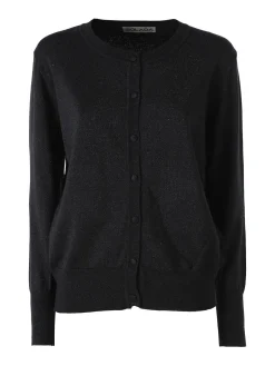 Solada Cardigan donna lurex in maglia con bottoni - nero