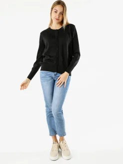 Solada Cardigan donna lurex in maglia con bottoni - nero