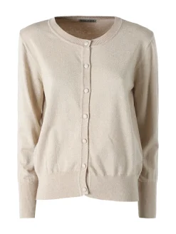 Solada Cardigan donna lurex in maglia con bottoni - beige
