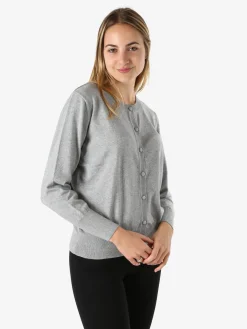 Solada Cardigan donna lurex in maglia con bottoni - grigio