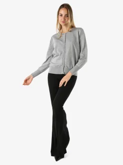 Solada Cardigan donna lurex in maglia con bottoni - grigio