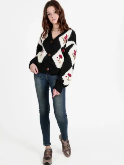 Solada Cardigan donna oversize in maglia con stampe