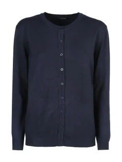 Solada Cardigan girocollo da donna in maglia - blu scuro