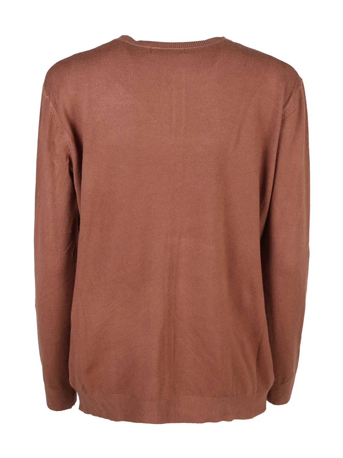 Solada Cardigan girocollo da donna in maglia - cuoio
