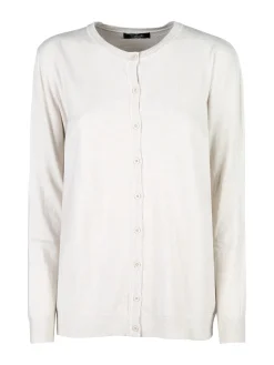 Solada Cardigan girocollo da donna in maglia - panna