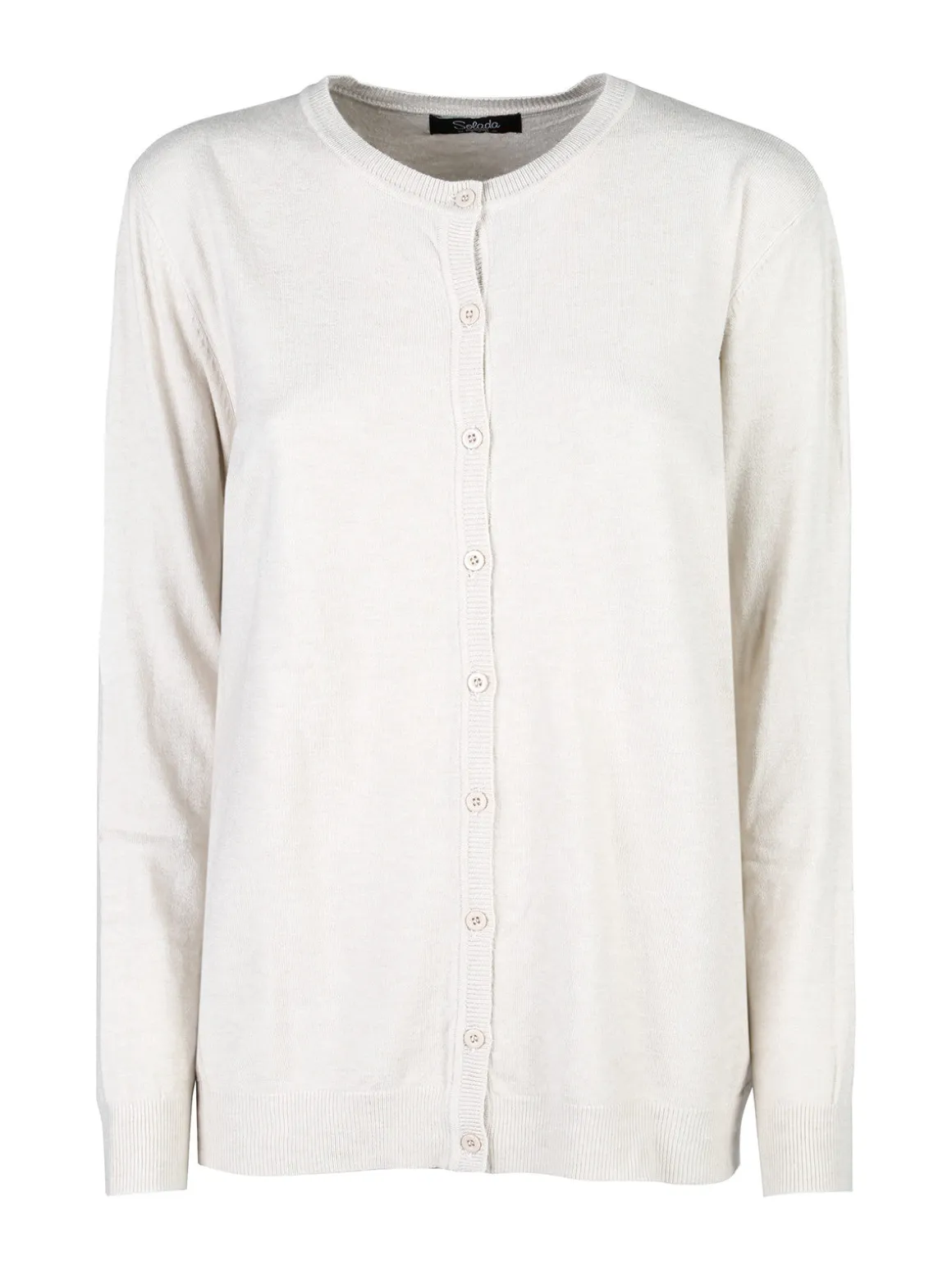 Solada Cardigan girocollo da donna in maglia - panna