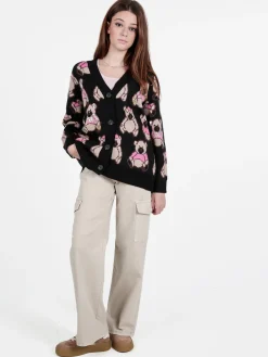 Solada Cardigan in maglia oversize da donna stampa orsacchiotti