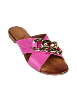 Solada Ciabatte in pelle donna con catena