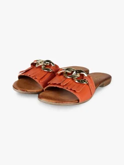Solada Ciabatte in pelle donna con nappine
