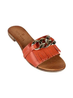 Solada Ciabatte in pelle donna con nappine