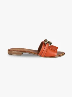 Solada Ciabatte in pelle donna con nappine