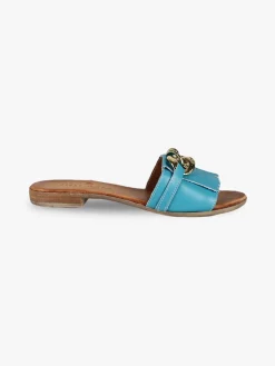Solada Ciabatte in pelle donna con nappine