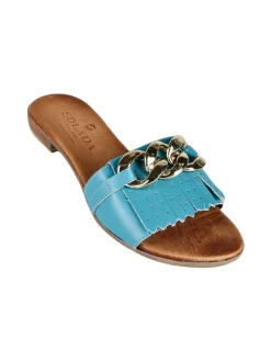 Solada Ciabatte in pelle donna con nappine