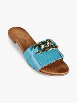 Solada Ciabatte in pelle donna con nappine