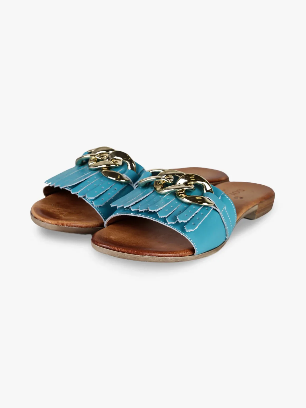Solada Ciabatte in pelle donna con nappine