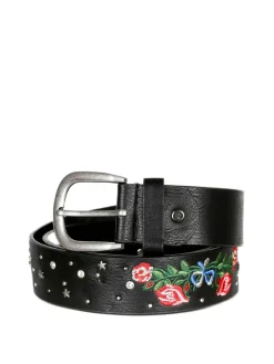 Solada Cintura in pelle con ricami e strass