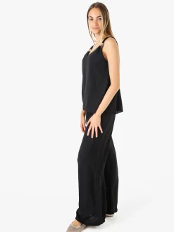 Solada Completo casual da donna con top e pantaloni a gamba larga - nero