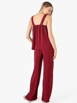 Solada Completo casual da donna con top e pantaloni a gamba larga - bordeaux