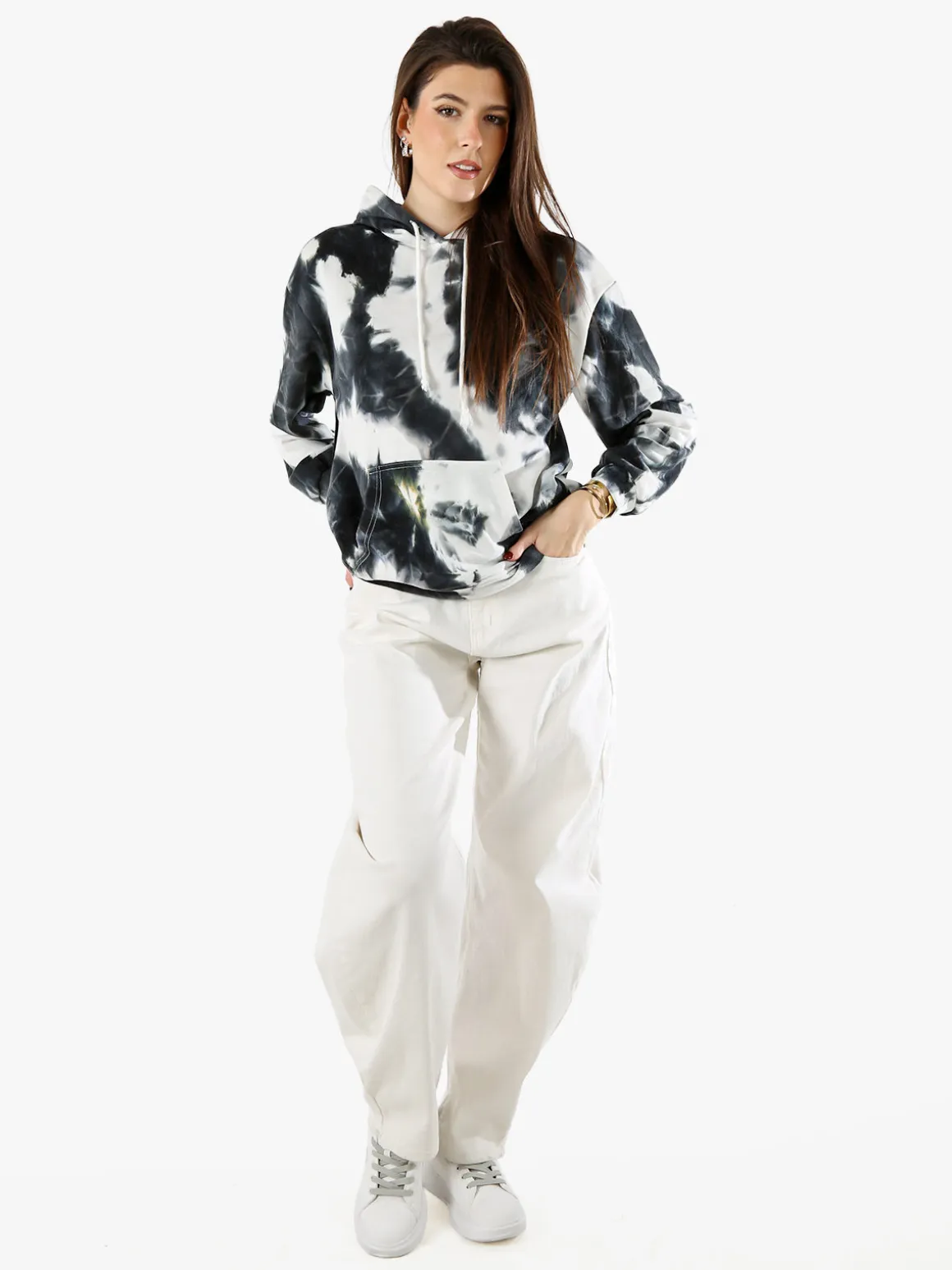 Solada Felpa colorata da donna oversize con cappuccio - nero
