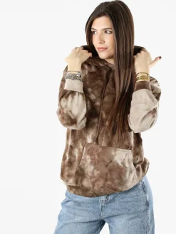 Solada Felpa colorata da donna oversize con cappuccio - marrone