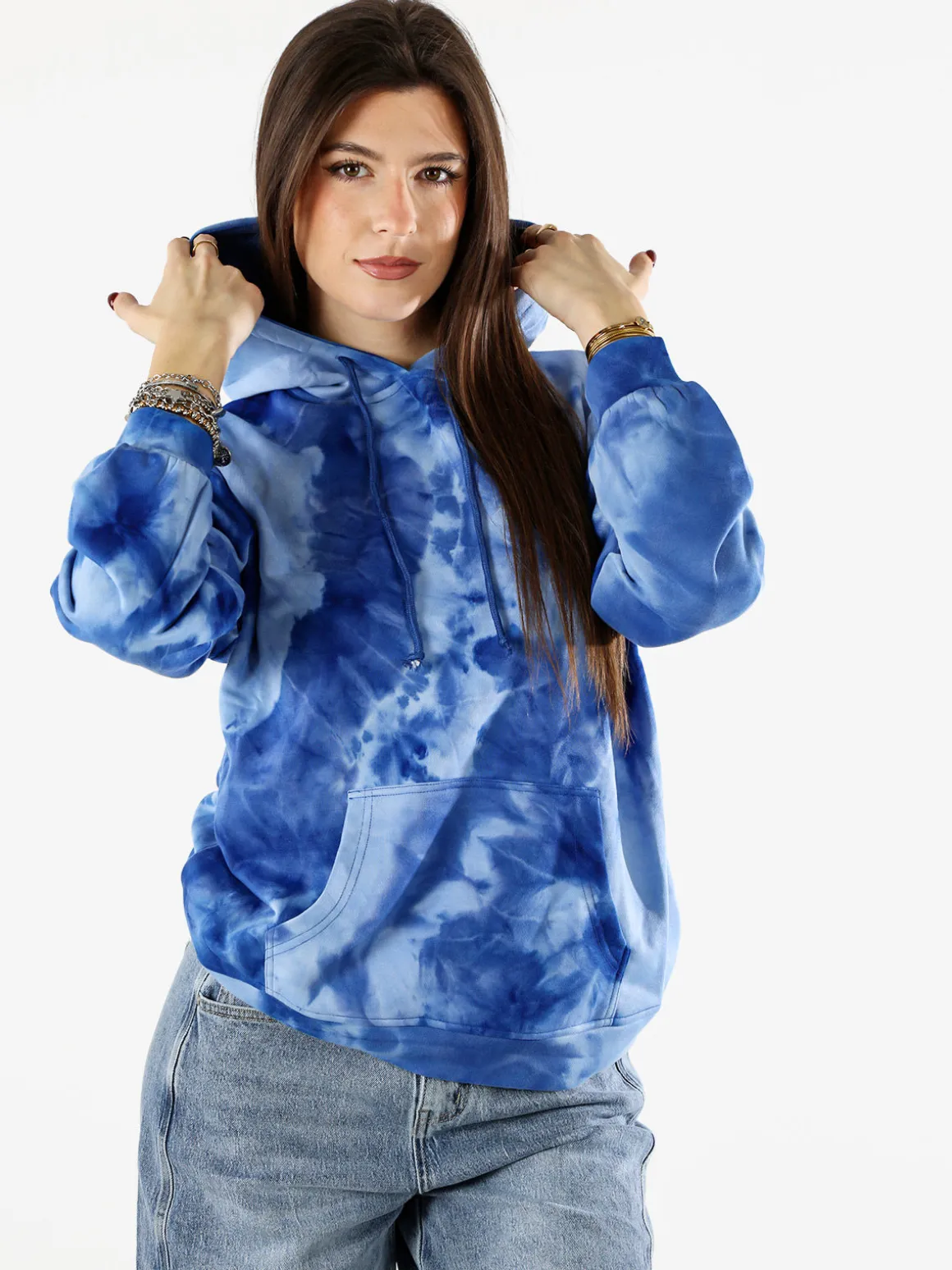 Solada Felpa colorata da donna oversize con cappuccio - blu