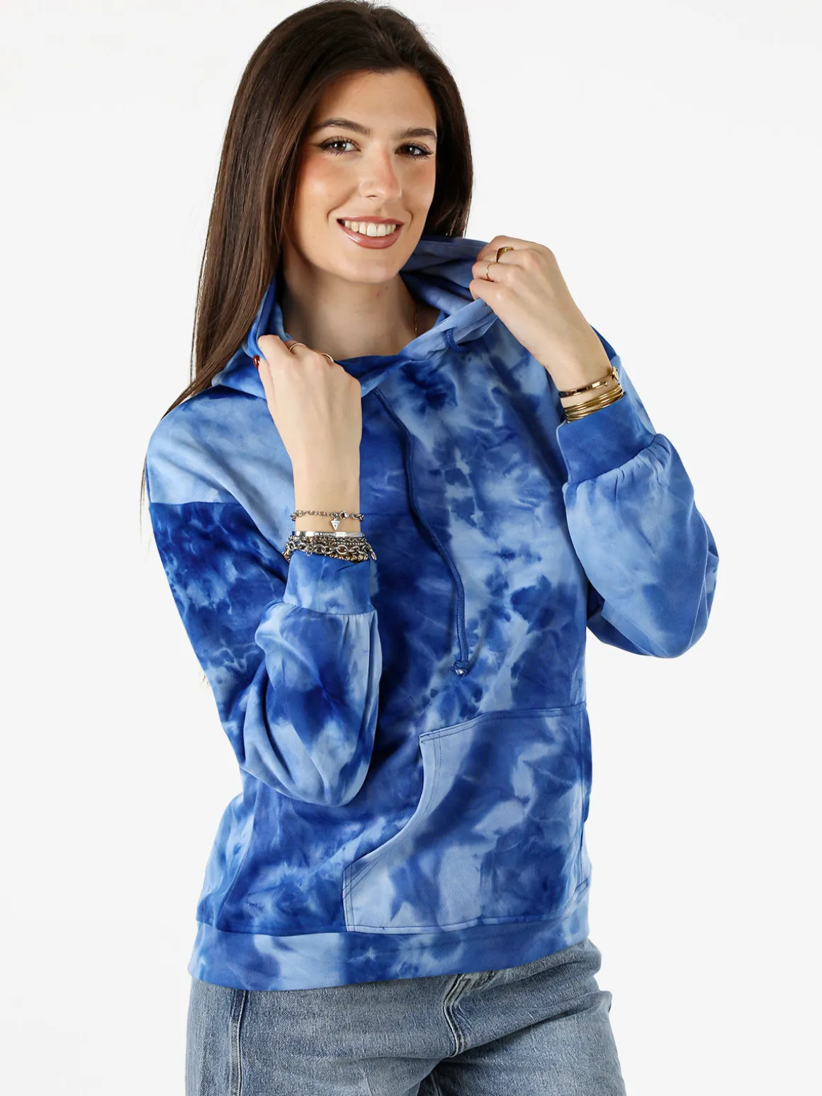 Solada Felpa colorata da donna oversize con cappuccio - blu