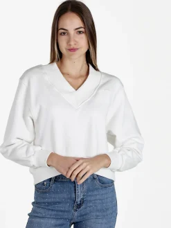 Solada Felpa cropped da donna con scollo a V