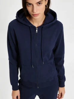 Solada Felpa da donna con cappuccio e zip intera - blu scuro