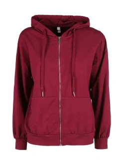 Solada Felpa donna con cappuccio e zip - bordeaux