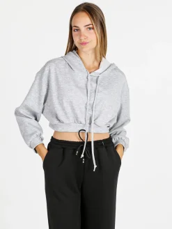Solada Felpa donna cropped oversize con cappuccio
