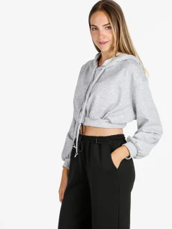 Solada Felpa donna cropped oversize con cappuccio