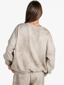 Solada Felpa donna girocollo oversize - beige