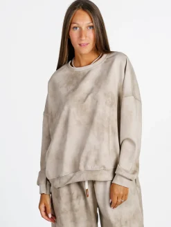 Solada Felpa donna girocollo oversize - beige