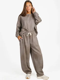 Solada Felpa donna girocollo oversize - fango
