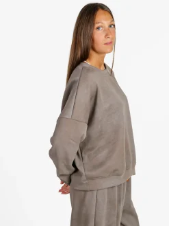 Solada Felpa donna girocollo oversize - fango