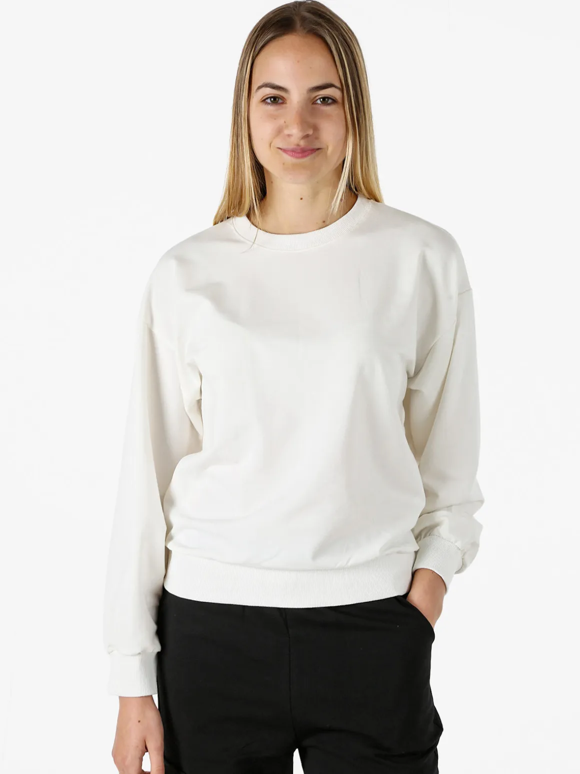 Solada Felpa girocollo da donna in cotone - bianco