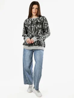 Solada Felpa oversize da donna con stampe - azzurro
