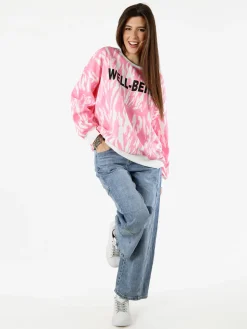 Solada Felpa oversize da donna con stampe - rosa