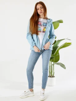 Solada Giacca a vento da donna con cappuccio - azzurro